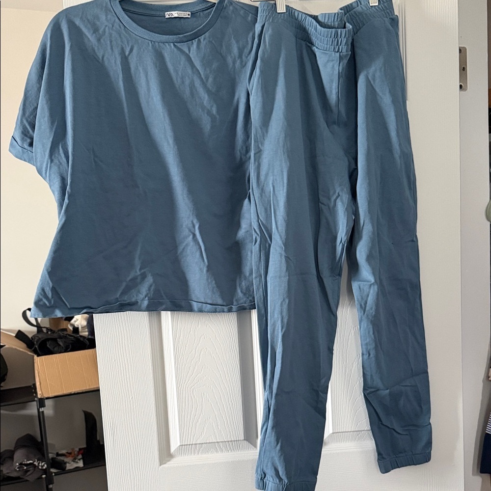 Zara Blue comfy top and pants set size M - Picture 1 of 10